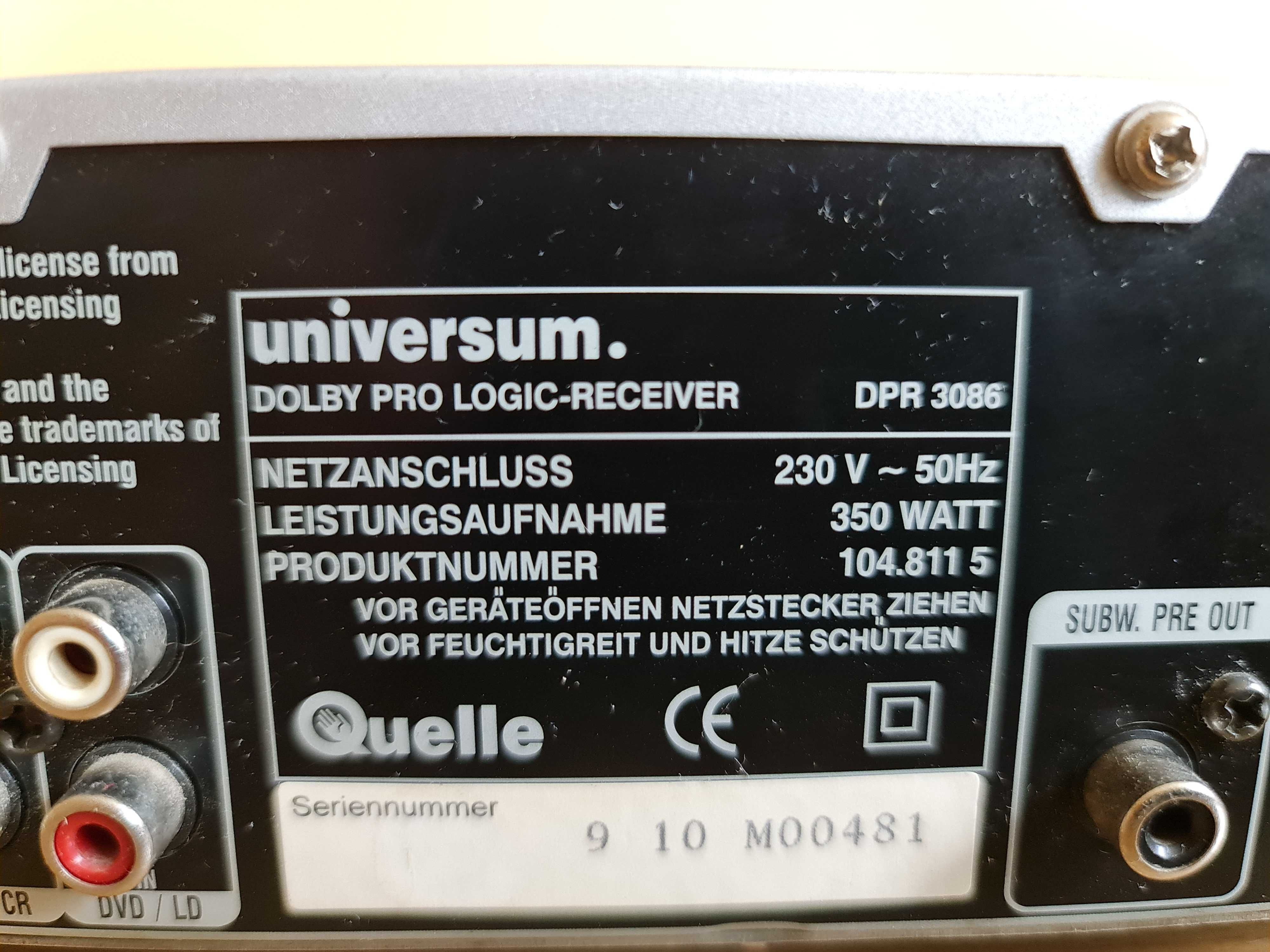 UNIWERSUM DOLBY PRO RECEIVER   kino domowe - wzmacniacz audio
