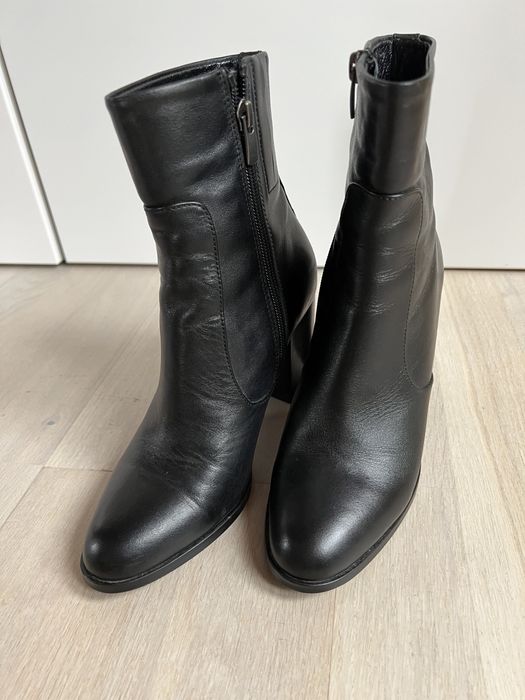 Gino Rossi czarne botki damskie na obcasie słupku skóra naturalna 37