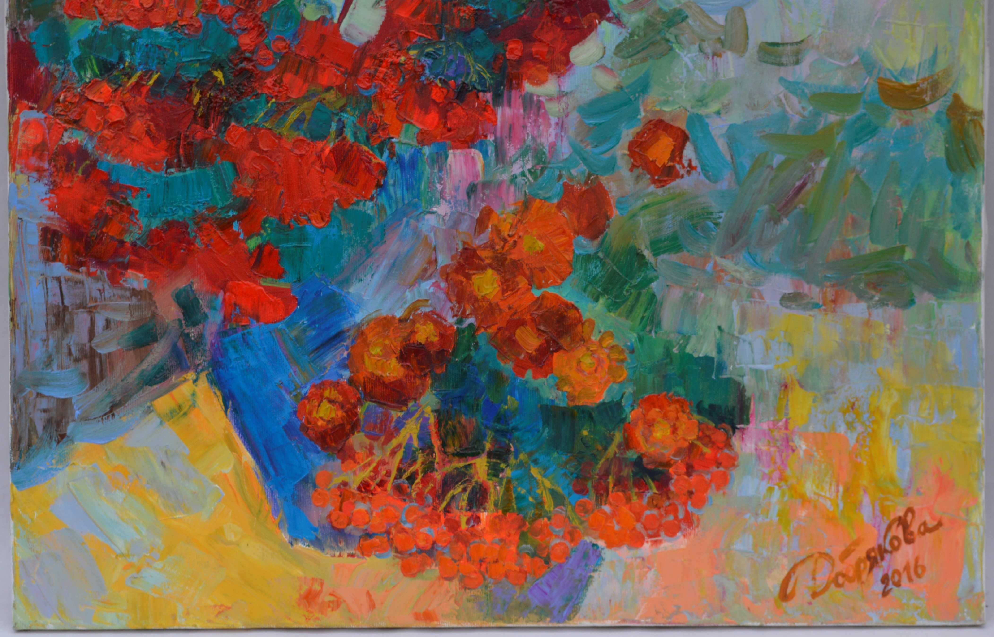 Картина "Калина та чорнобривці" 2015 р. Добрякова Д.В.