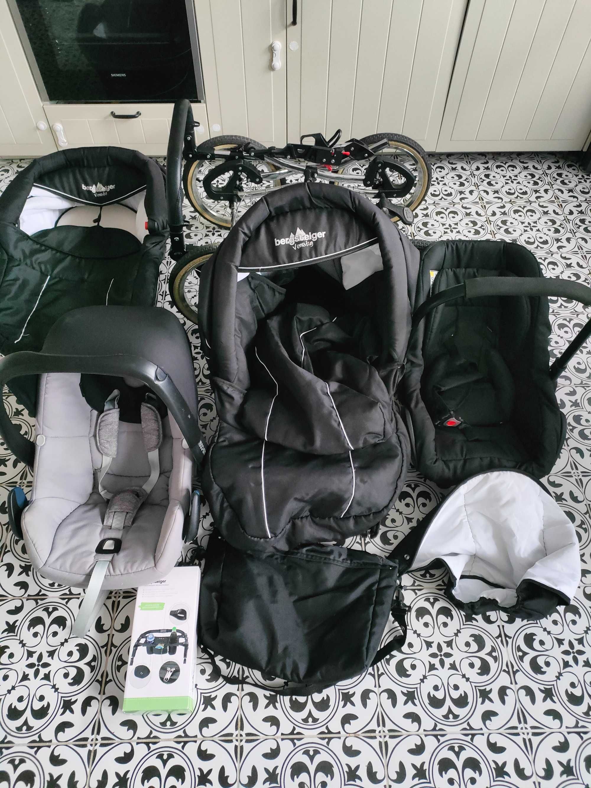 Wózek 3w1 klasyczny Bergster Venedig black + Maxi Cosi