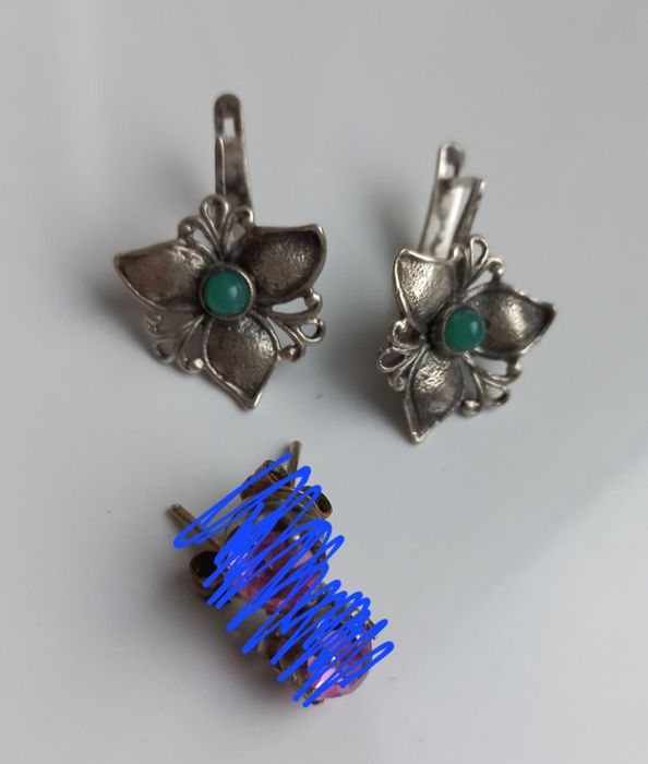 Серьги серебро 875проба звезда