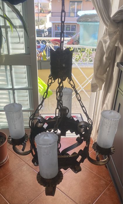 Candeeiro de teto, latão bronze, vintage