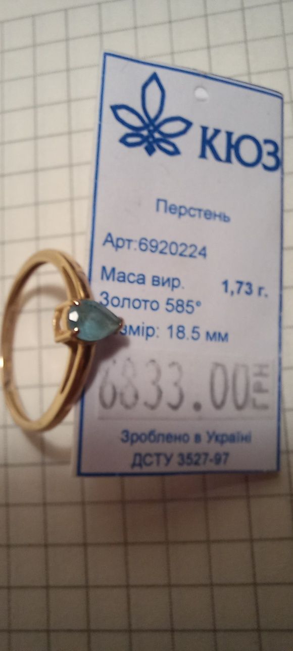 Кільце з топазом КЮЗ