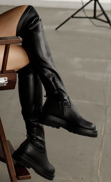 Чоботи ботфорди чорні