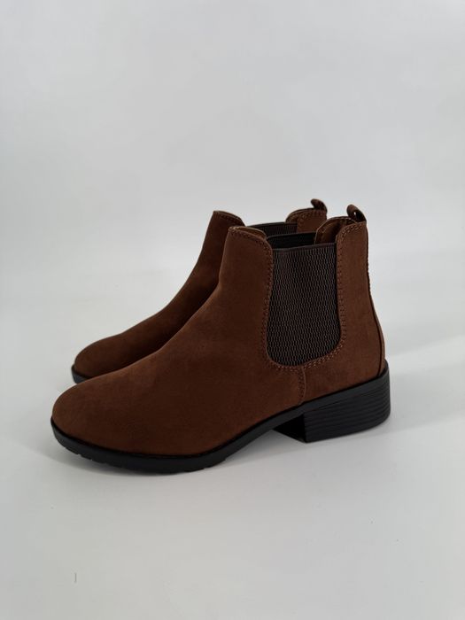 Sztyblety damskie na obcasie buty na jesień zimę wsuwane 40 brązowe