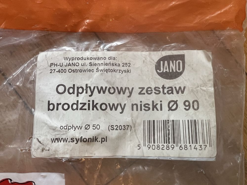 Zestaw odpływowy do brodzika niski 90 JANO