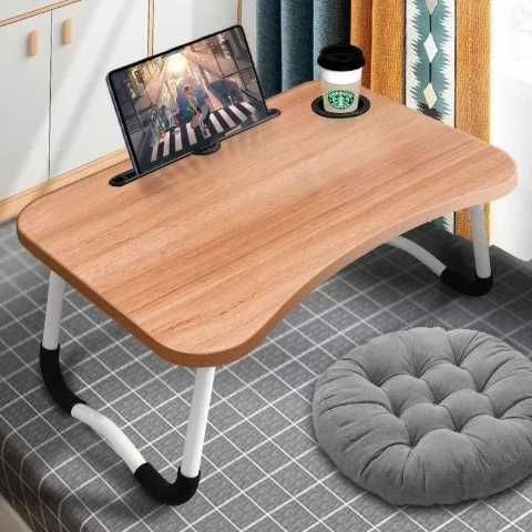 Столик универсальный для ноутбука и планшета с подставкой деревянный