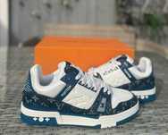 Buty Louis Vuitton LV Trainer Denim White Blue Obuwie sportowe r.44