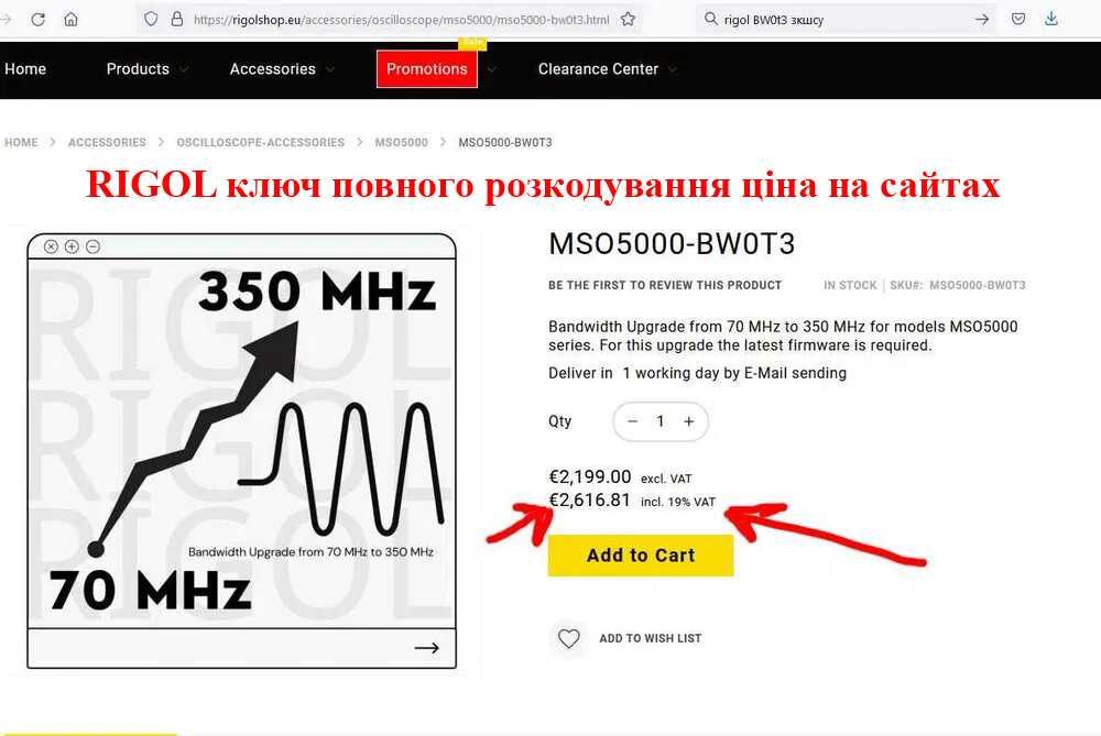 Осцилограф RIGOL MSO5000 ключ повного розкодування до можливостей 5354