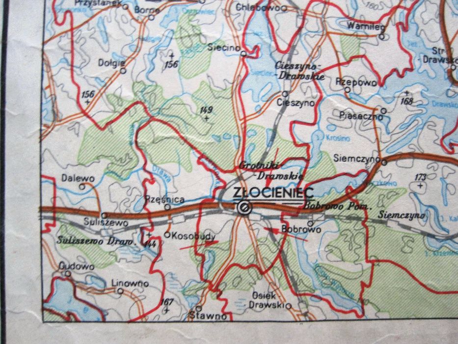 Mapa woj.słupskie; Koszalin, Złocieniec, Wejherowo, Starogard Gd. 1978