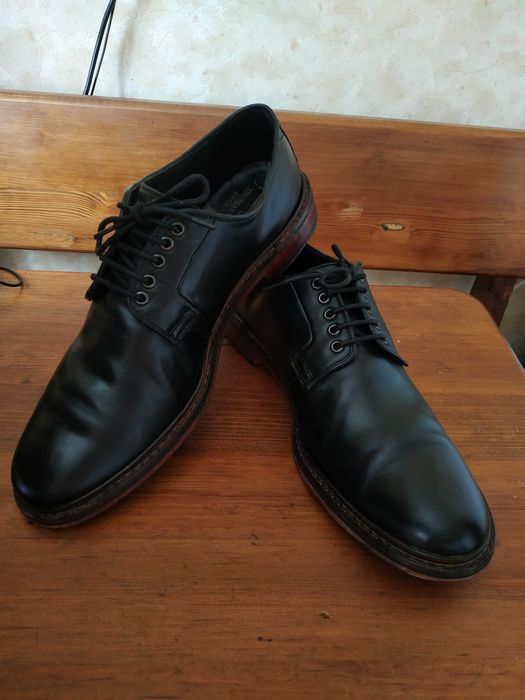 Мужские кожаные черные туфли Thomas Partridge броги 46 размер (31 см)