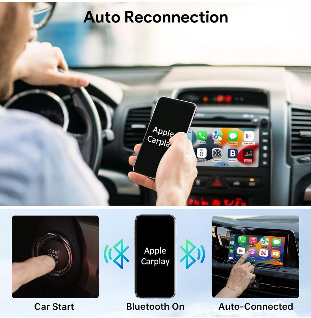 Adapter CarPlay USB – Bezprzewodowy moduł do Android Auto, iPhone iOS
