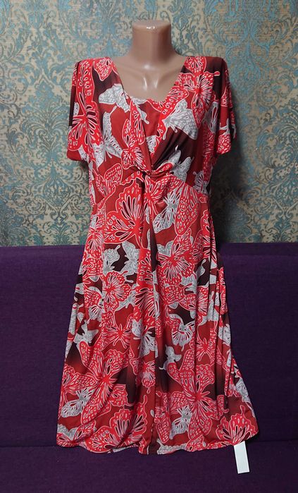 Красивое красное платье большой размер батал xl