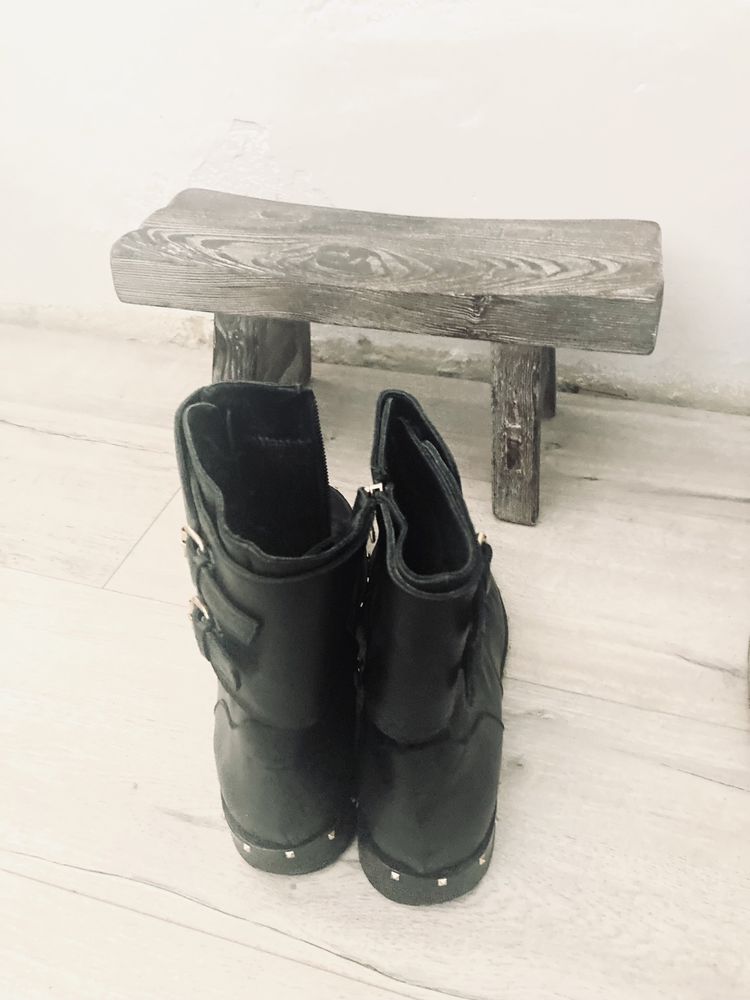 Botki boho skórzane