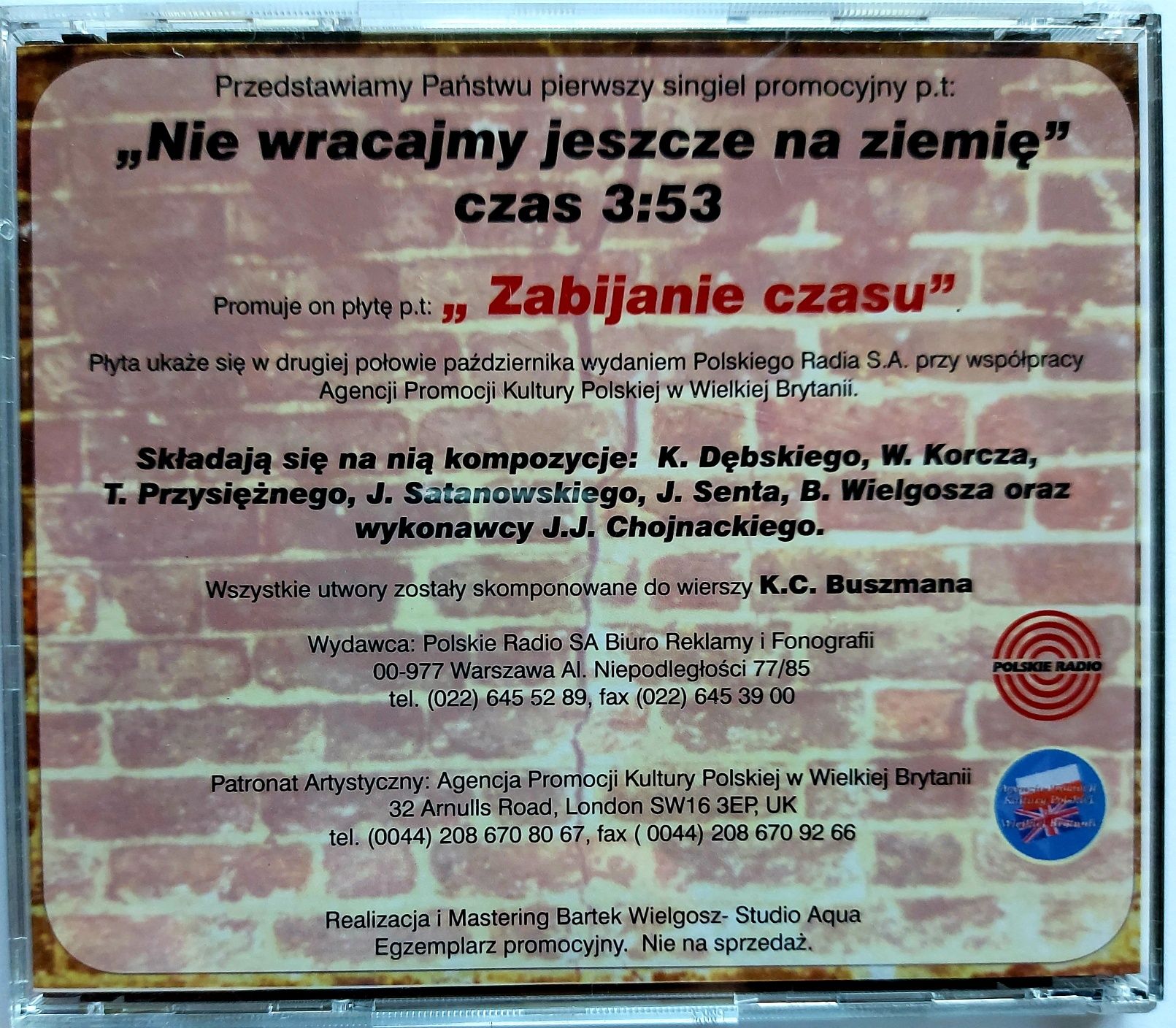 CDs Jarosław Jar Chojnacki Nie Wracajmy Jeszcze Na Ziemię 2003r