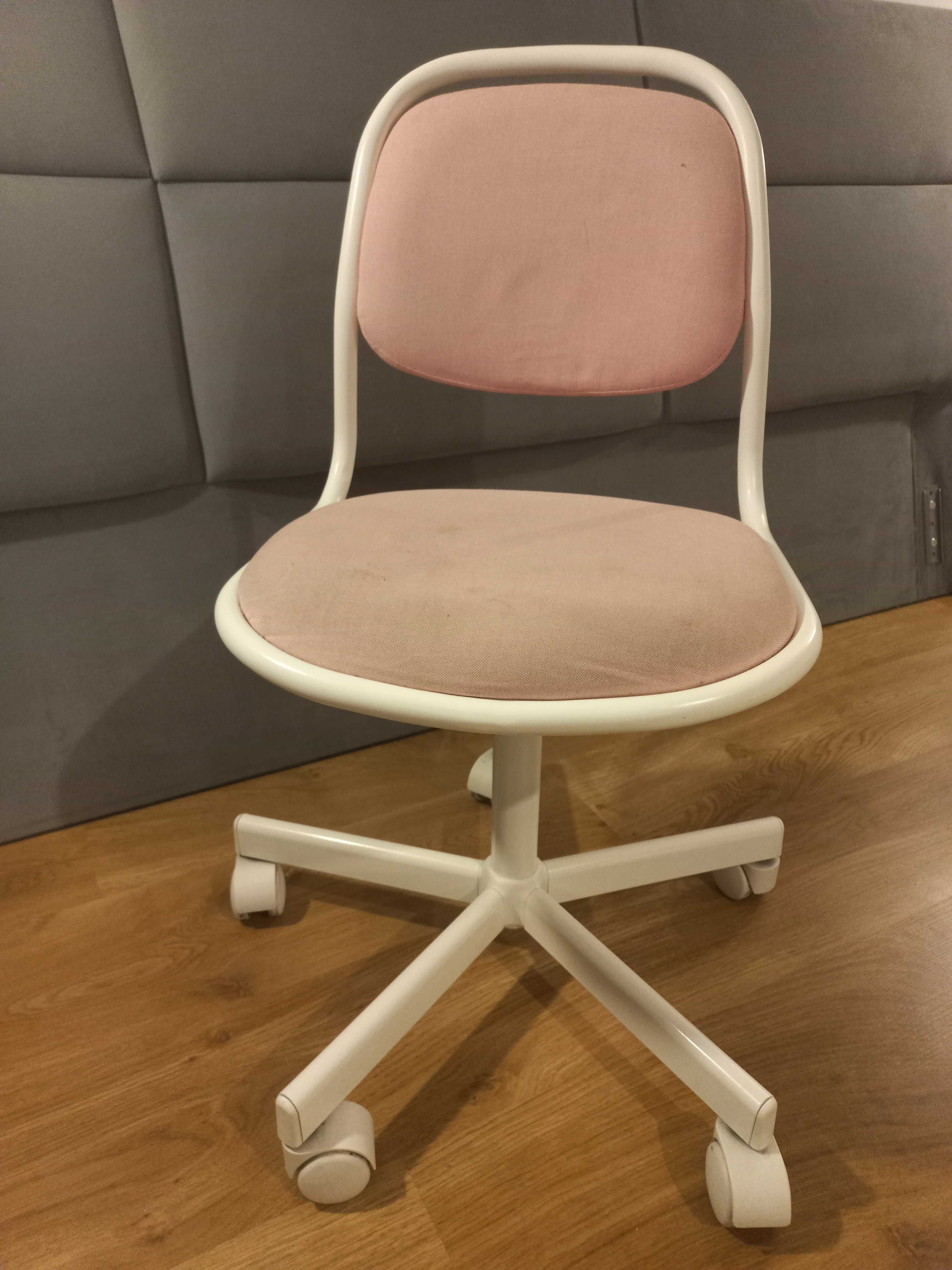 Krzesło Obrotowe IKEA Orfjall różowe białe dziecięce