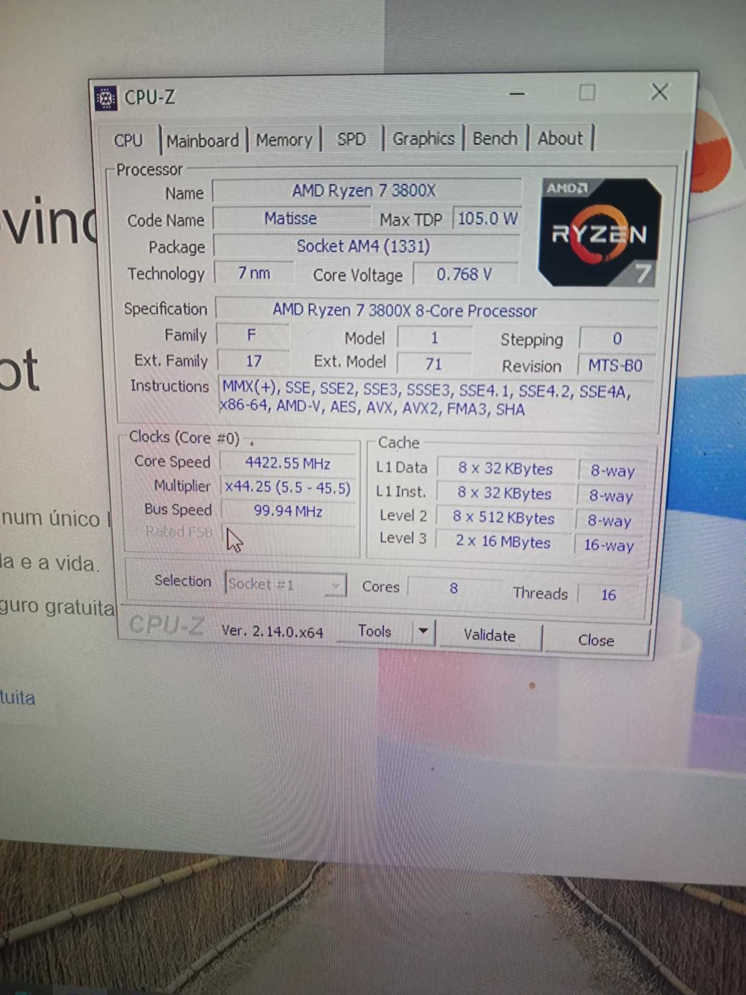 Processador Ryzen 7 3800X