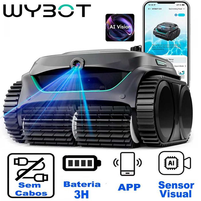 Robot de Piscina a Bateria E-TRON C2 VISION C/Câmera de Deteção