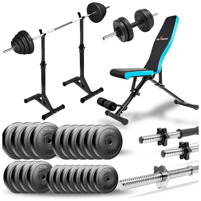 Ławeczka regulowana stojaki gryf hantle obciążenie do ćwiczeń 123kg