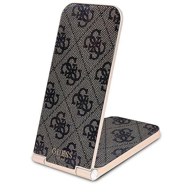 Ładowarka indukcyjna Guess 4G Pattern MagSafe składana 2w1/15W - brązo