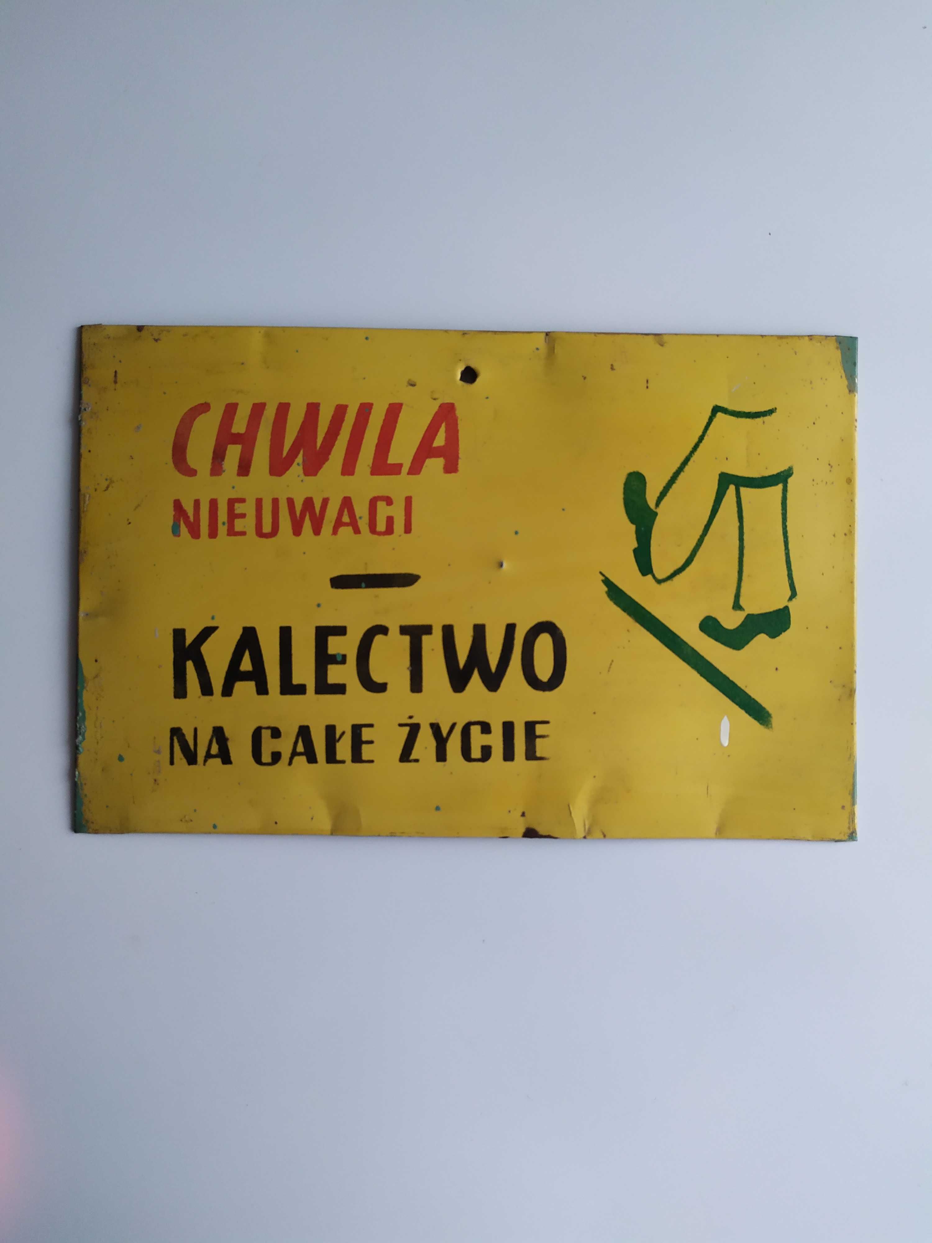 Tablica bhp vintage retro chwila nieuwagi