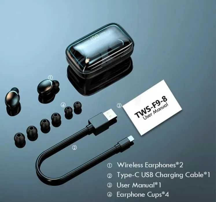 Беспроводные наушники TWS F9-10 Bluetooth сенсорные HD Stereo Bass