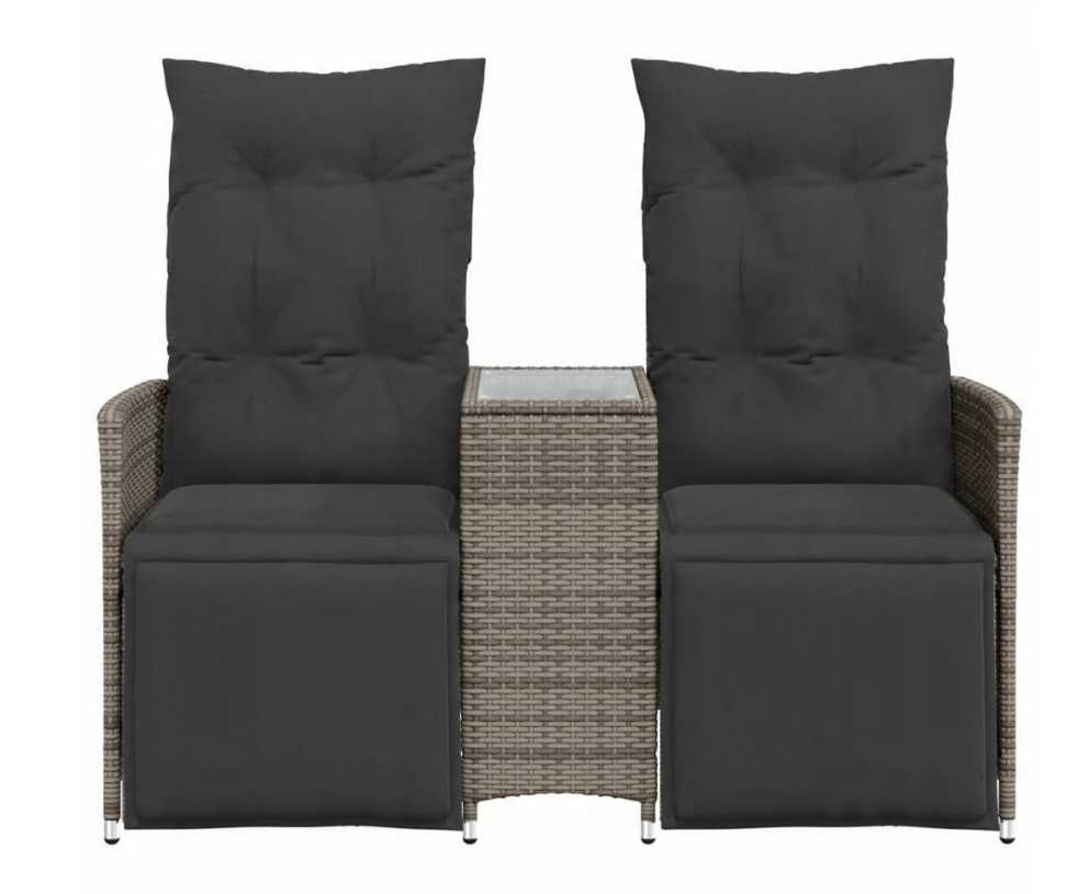 Rozkładana sofa ogrodowa, fotele dla 2 os., ze stolikiem, rattan