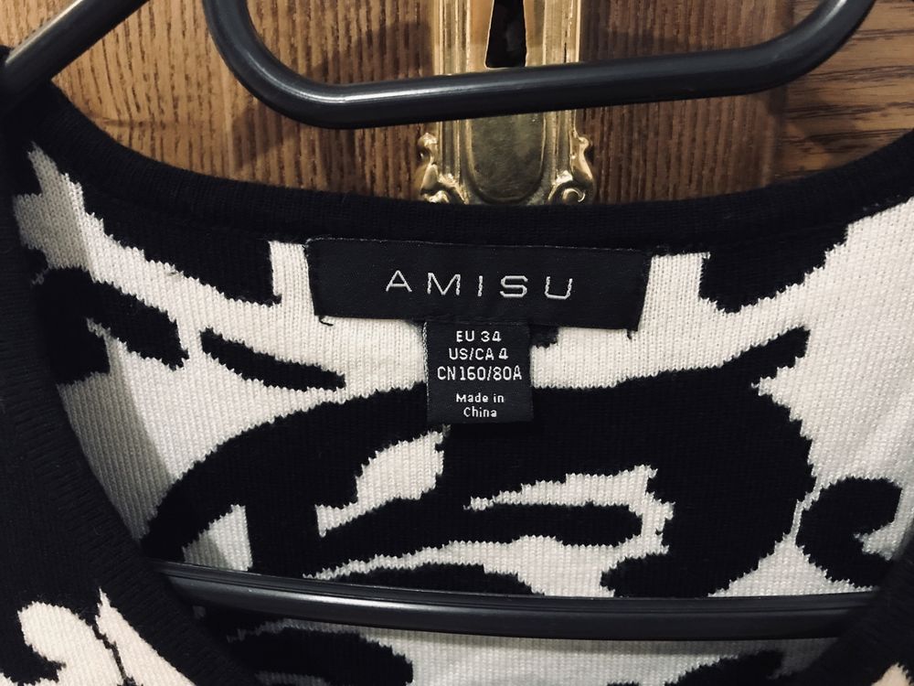 Sukienka sweterkowa Amisu dlugi sweter 34 XS  80% wiskoza