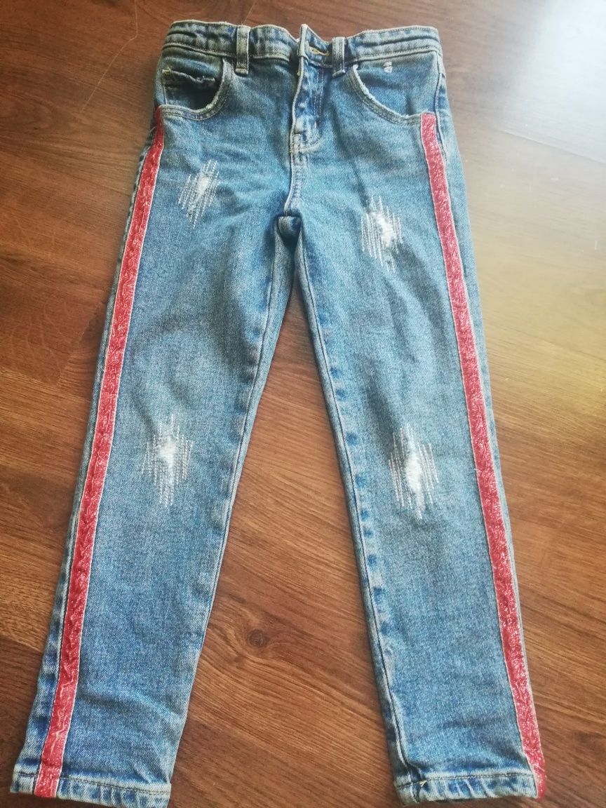 Spodnie jeans z lampasami r. 122
