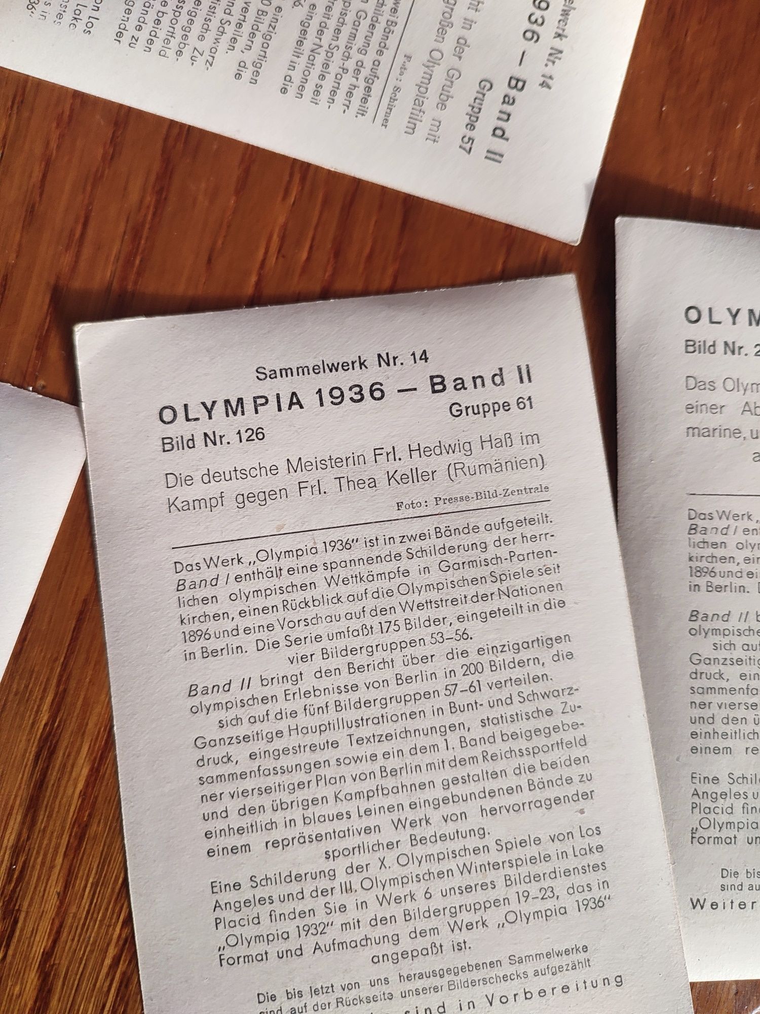 Kolekcjonerskie karty z olimpiady 1936 r