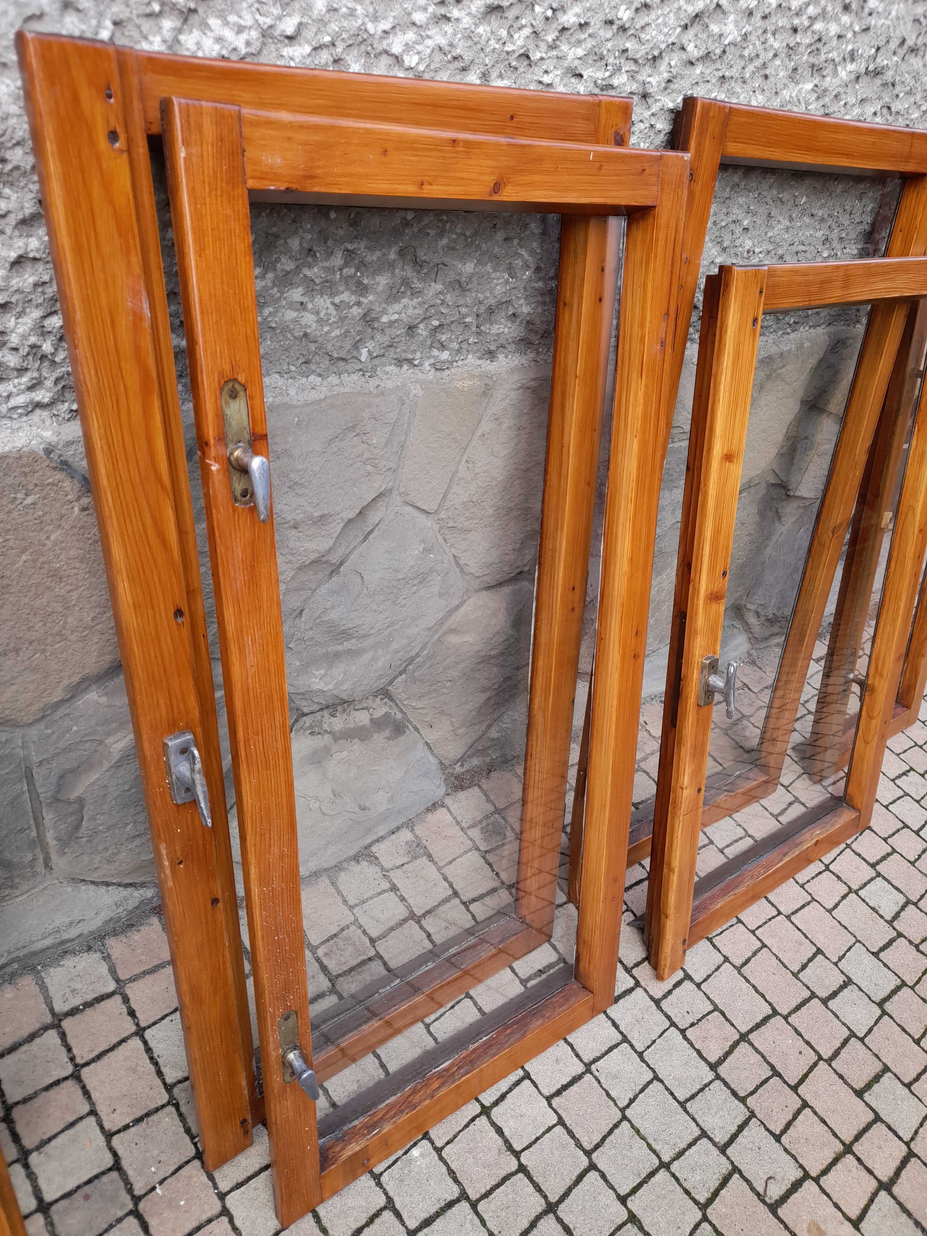 drewniane okna i drzwi balkonowe , drewniane,z demontażu