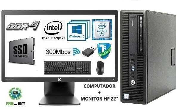 Pç-HP800G2+LCD 22"P.-6ªG.|I5 3.2Ghz|16G|SSD240+HD500|WIFI|KIT|W10|W11