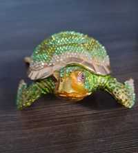 Żółw szkatułka cyrkonie Swarovski
