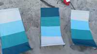 Leżak plażowy turystyczny zielone niebieskie pasy przenośny