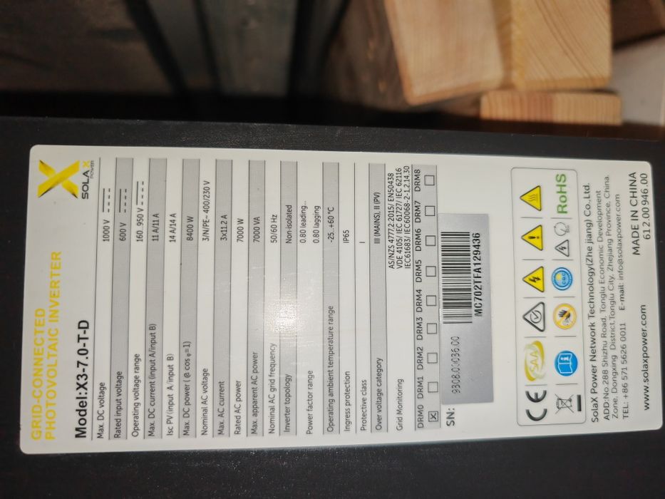 Inwerter 3-fazowy Solax 7kW X3-7.0-T-D Gwarancja