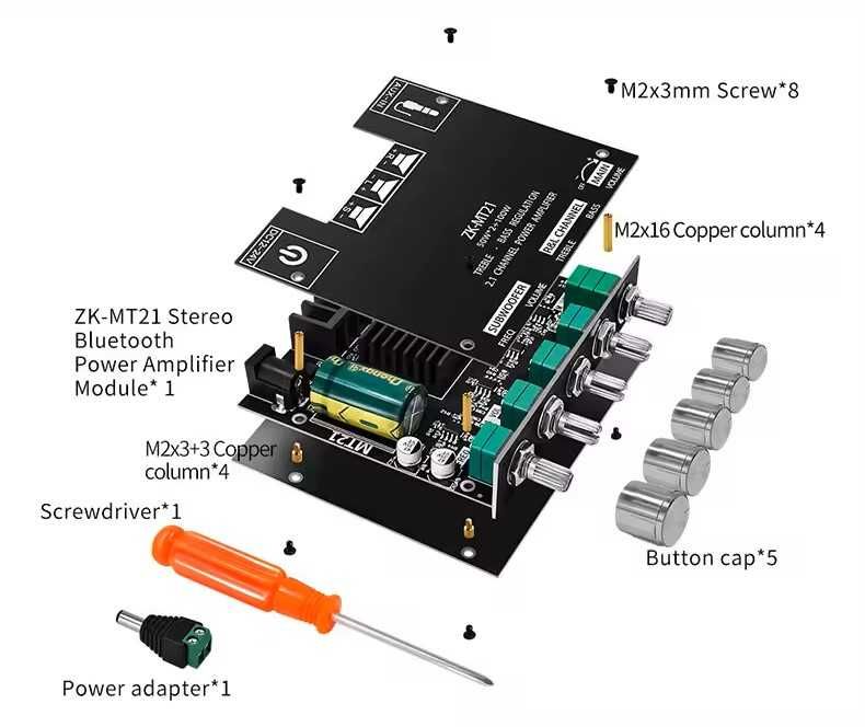⇒ Аудіопідсилювач ZK-MT21, 50W*2+100W Bluetooth 5.0