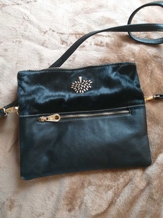 Чорний клач з натуральної шкіри, Mulberry