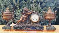 Zegar kominkowy antyk XIXwiek sygnowany anioł prezent
