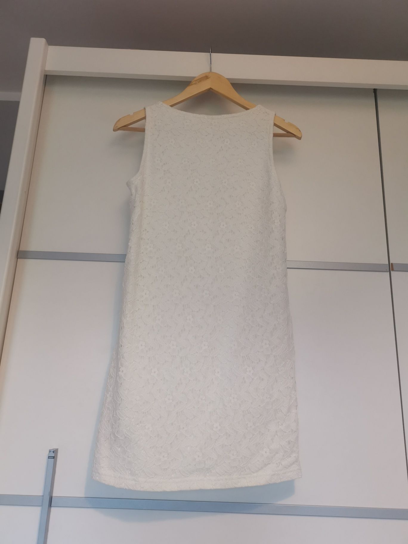 Piękna biała koronkowa sukienka mini LATO bawełna