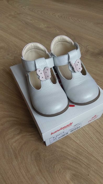 buty baleriny eleganckie trzewiki Emel roz 23 (14,3 cm) białe perłowe