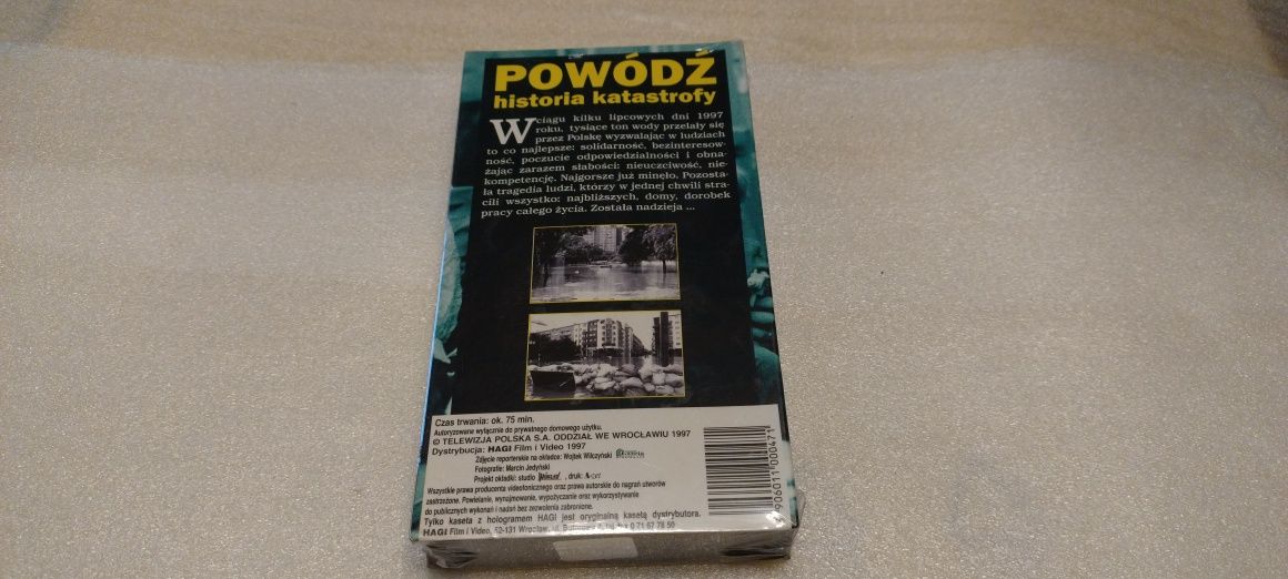 Powódź historia katastrofy VHS film wideo Nowe folia