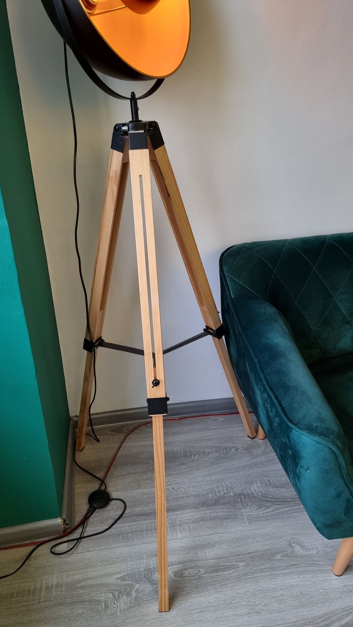 Lampa retro loft edison dj zespół salon statyw drewniany KRAKÓW