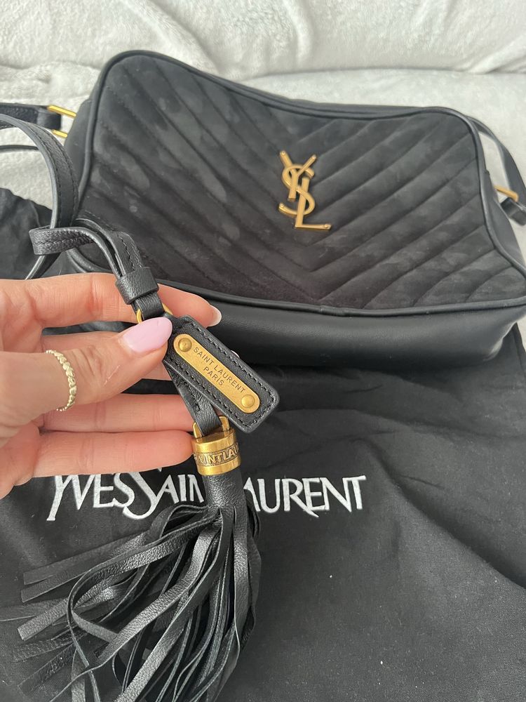 YSL torebka listonoszka, czarna, skora naturalna licowa