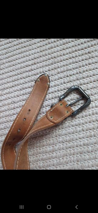 Skórzany brązowy pasek do spodni