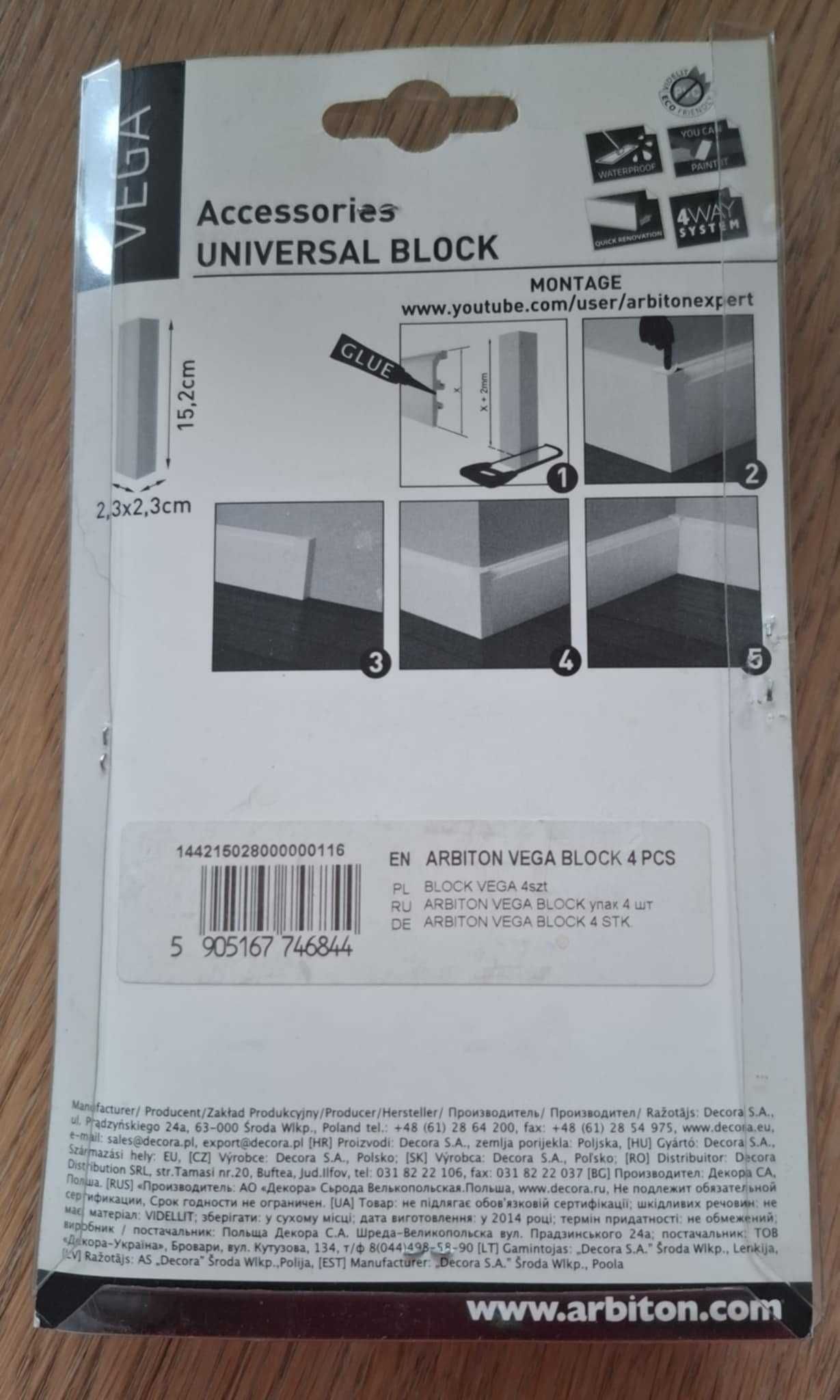 ARBITON VEGA BLOCK - klocki/bloczki łączeniowe do listw