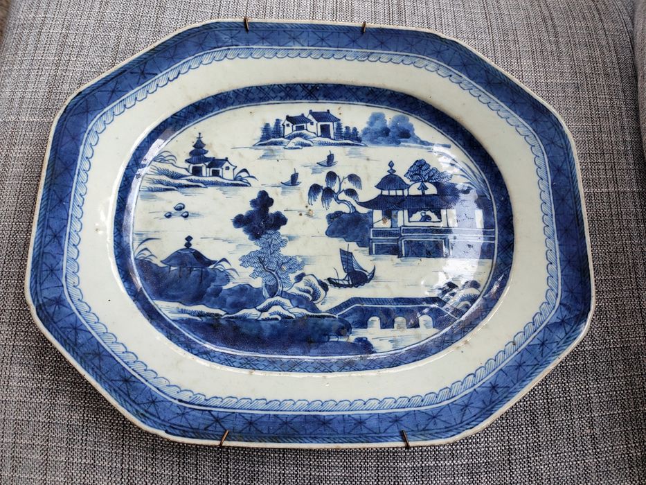 Travessa oitavada porcelana chinesa "cantão"