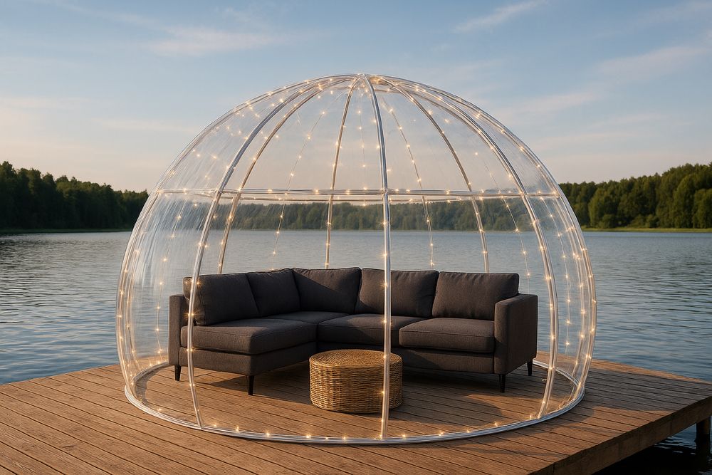 Прозора сфера, купол для кафе та відпочинкових зон, глемпінг, геокупол