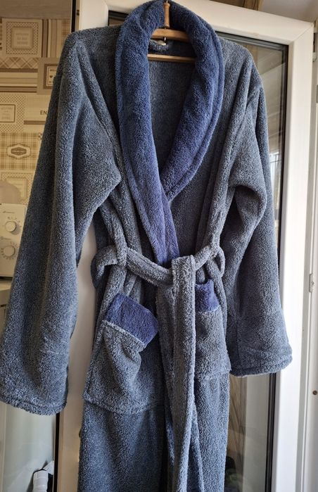 Халат чоловічій теплий синій м'який 52 розмір