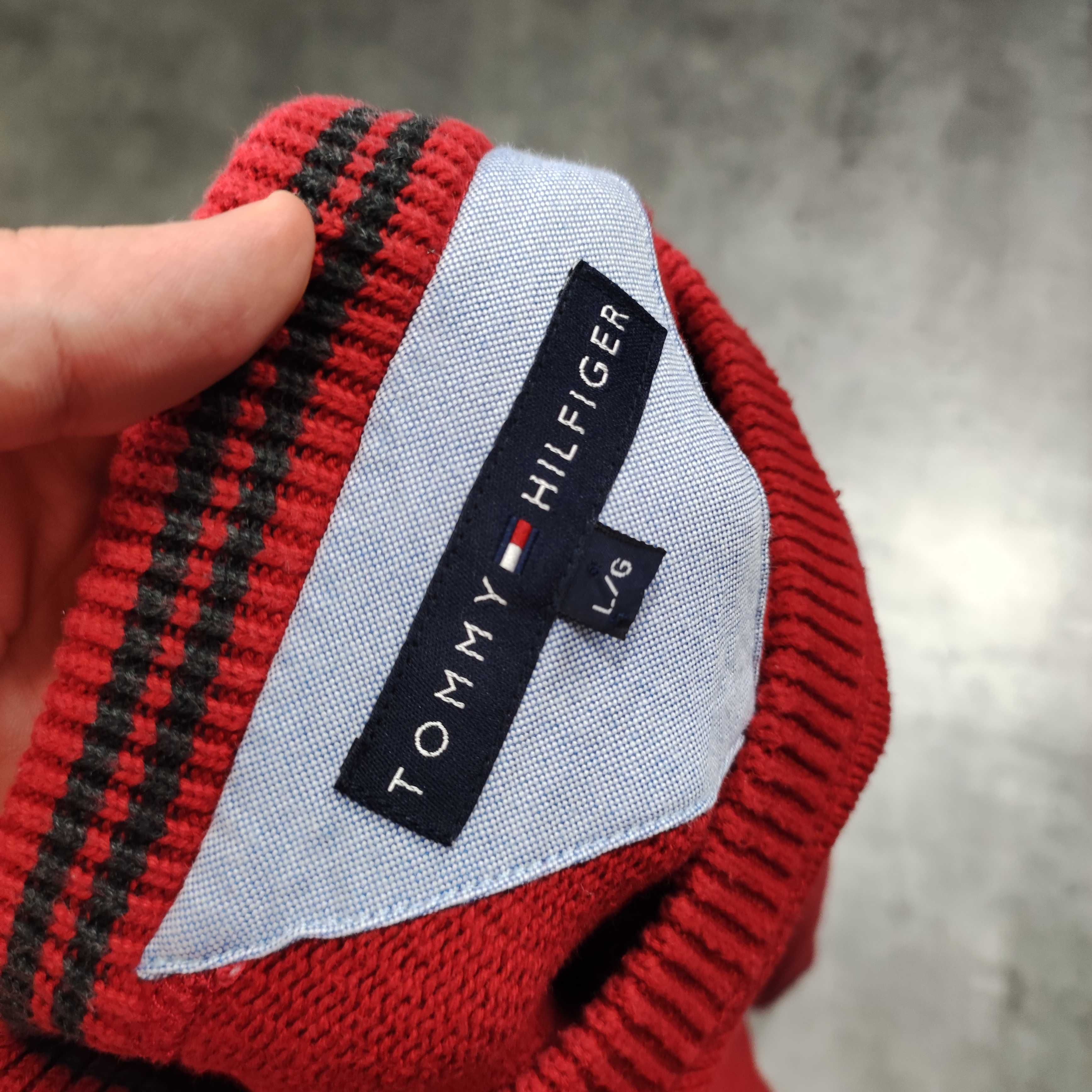 MĘSKIE Elegancki Grubszy Bawełniany Sweter Pętelka Tommy Hilfiger TH