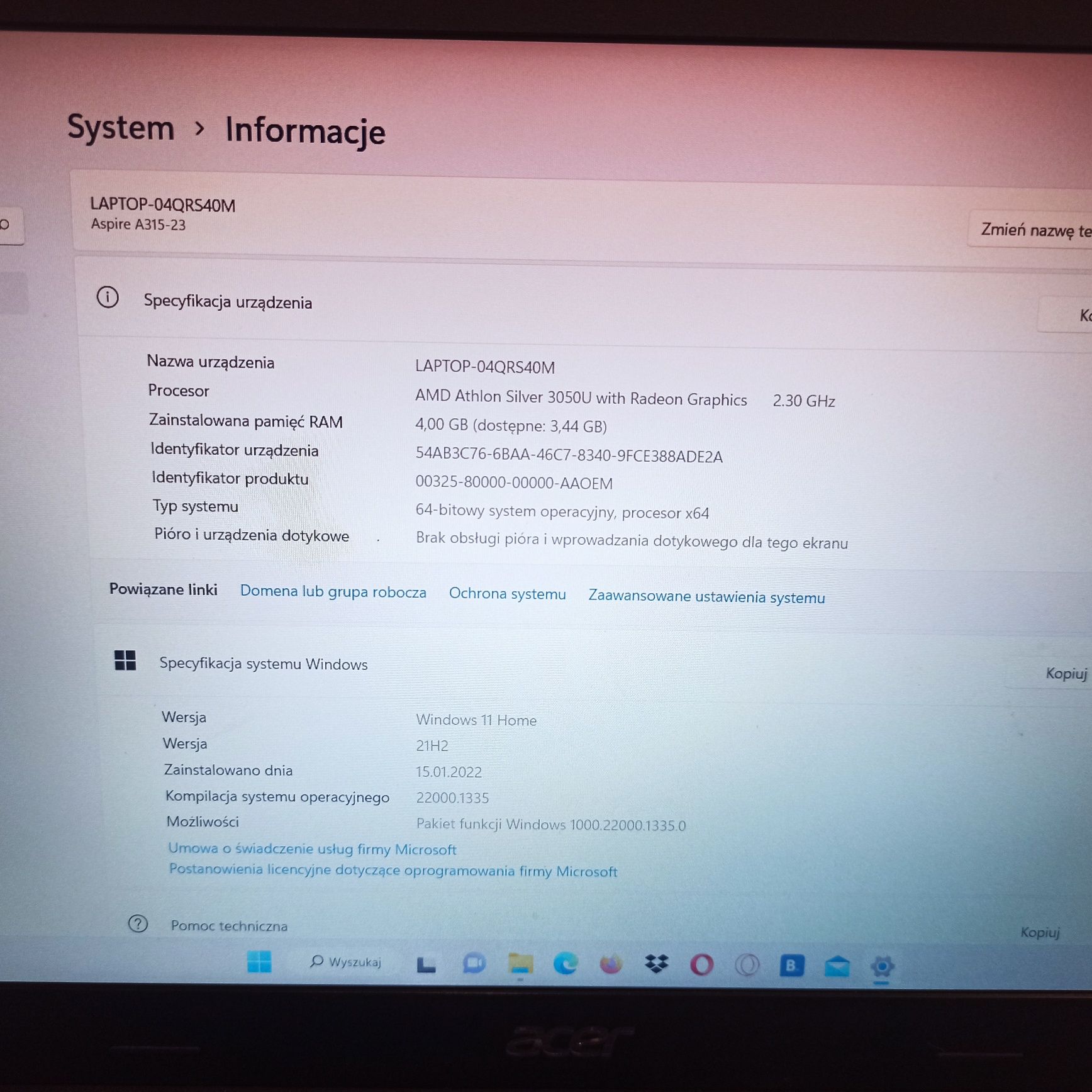 Laptop acer ASPIRE 3